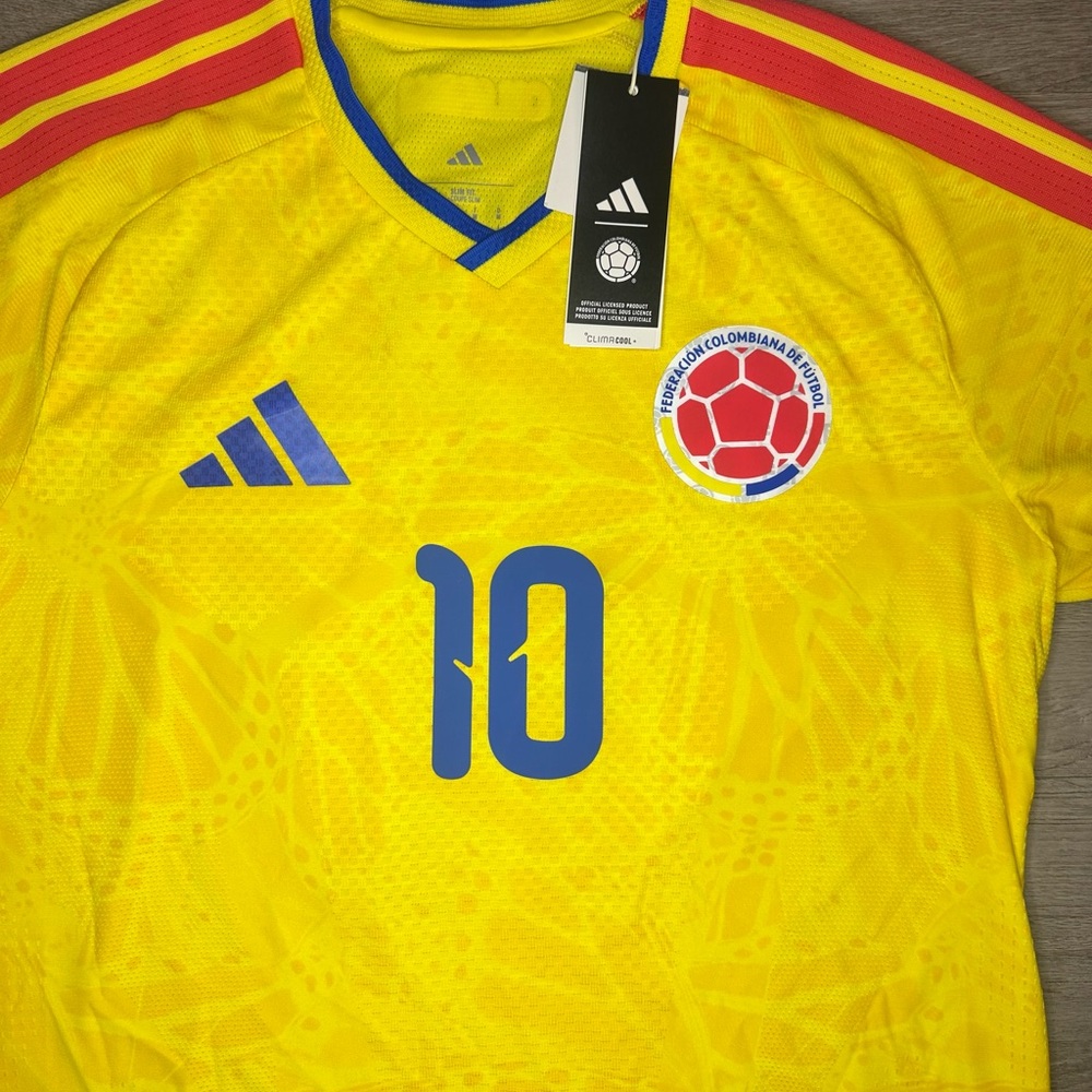 Adidas Colombia Yellow Jersey with Red and Blue Details